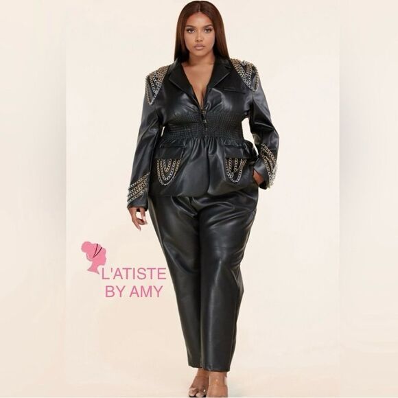 L’atiste by Amy Pants - New Plus Size Vegan Leather Pantsuit L'atise by Amy